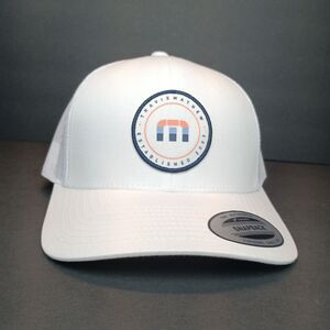 NWOT Travis Mathew Patch Snapback Hat White Highs & Lows One Size
